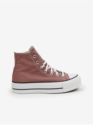 Růžové dámské kotníkové tenisky na platformě Converse Chuck Taylor All Star Lift