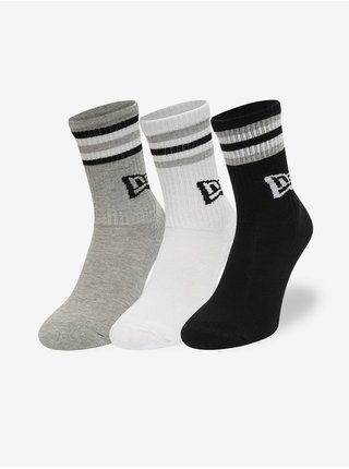 Sada tří párů pánských ponožek v černé, bílé a šedé barvě New Era