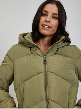 Zelená dámska prešívaná zimná bunda s kapucou ZOOT.lab Flavie