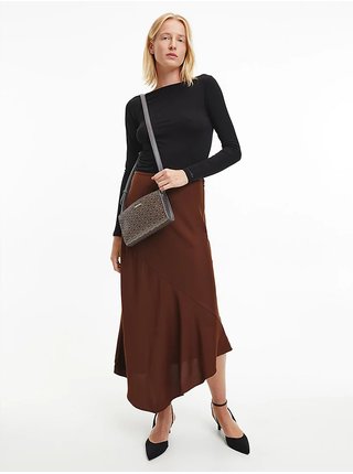 Hnedá dámska vzorovaná crossbody kabelka Calvin Klein