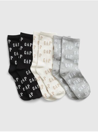 Sada tří párů dětských ponožek v černé, bílé a šedé barvě GAP