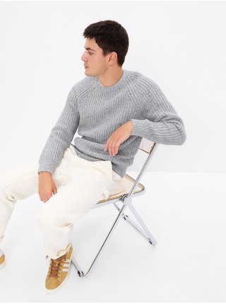 Svetlošedý pánsky sveter s prímesou vlny GAP