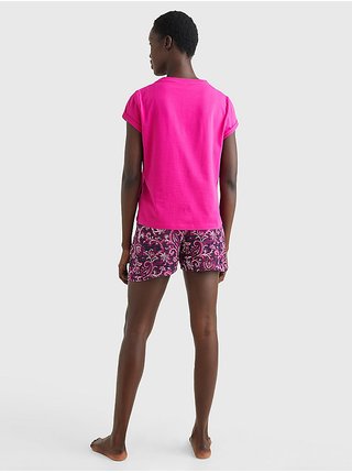 Tmavě růžové dámské vzorované pyžamo Tommy Hilfiger Underwear