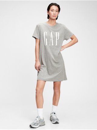 Šedé dámské šaty GAP Logo tall ss dress