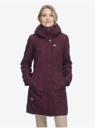 Vínový dámský zimní kabát s kapucí Ragwear Jannisa