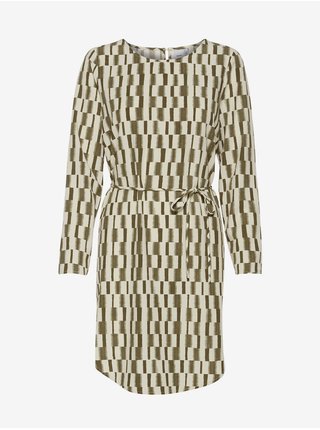Krémovo-khaki dámské vzorované šaty ICHI Ihcass