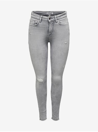Světle šedé dámské skinny fit džíny s potrhaným efektem ONLY Blush