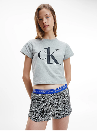 Světle šedé dámské vzorované pyžamo Calvin Klein Underwear