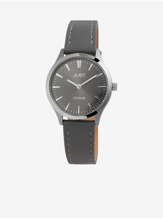 Dámské hodinky s šedým koženým páskem 