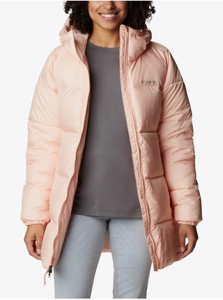 Světle růžová dámská prošívaná zimní bunda s kapucí Columbia Puffect