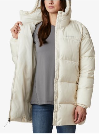 Krémová dámská prošívaná zimní bunda s kapucí Columbia Puffect