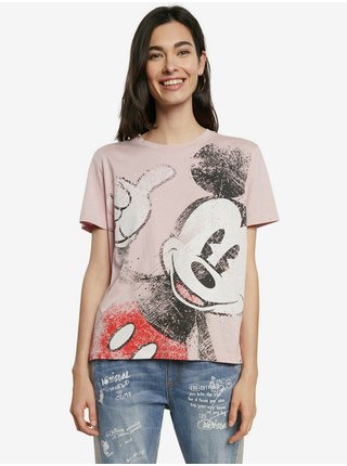 Desigual růžové tričko TS Ok Mickey
