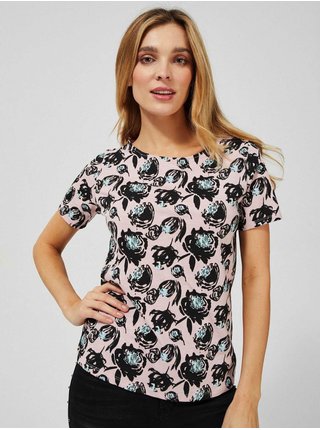 Černo-růžové vzorované tričko Moodo