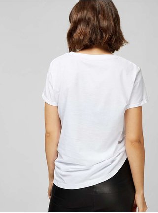 Guess biele tričko Logo Frontale Glitter s potlačou