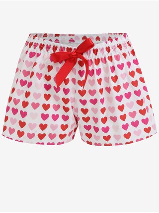 Červeno-bílé dámské vzorované pyžamové kraťasy Slippsy