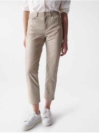 Béžové dámské zkrácené koženkové kalhoty Salsa Jeans Nappa