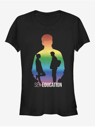 Čierne dámske tričko Netflix Rainbow Silhouette