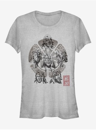 Melírované šedé dámské tričko Netflix Faces of a Samurai ZOOT. FAN