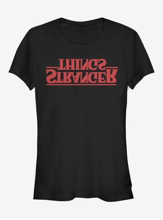 Čierne dámske tričko Netflix Stranger Upside Down Logo