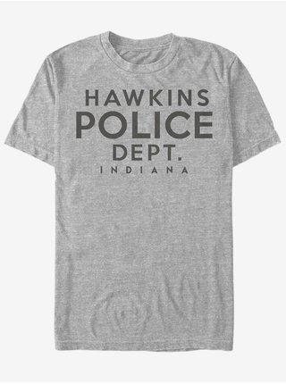 Melírované šedé pánské tričko Netflix Hawkins Police Department ZOOT. FAN