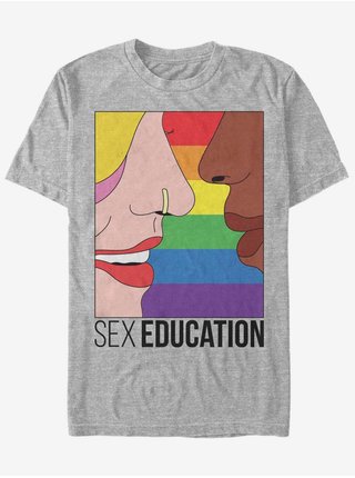 Melírované šedé pánské tričko Netflix Sex Ed Kiss ZOOT. FAN