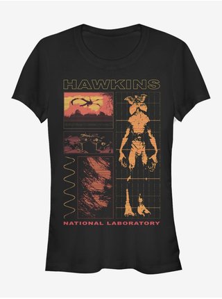 Čierne dámske tričko Netflix Hawkins Lab