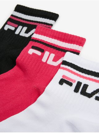 Sada tří párů ponožek v černé, růžové a bílé barvě FILA