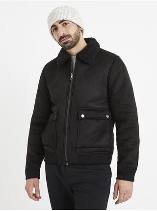 Černá bunda z umelého kožíšku Celio Vutoronto