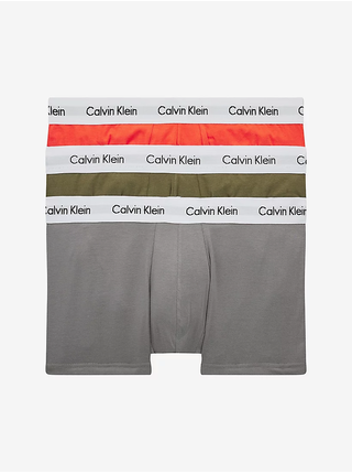 Sada tří pánských boxerek v červené, khaki a šedé barvě Calvin Klein Underwear