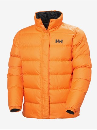 Oranžovo-černá pánská péřová oboustranná zimní bunda HELLY HANSEN