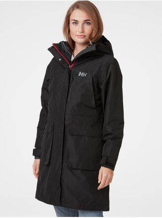 Černý dámský zimní kabát s kapucí HELLY HANSEN