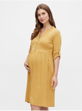 Hořčicové dámské těhotenké šaty Mama.licious Evi Lia