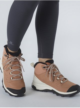 Světle hnědé dámské kotníkové outdoorové boty Salomon OUTsnap