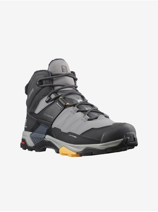 Černo-šedé pánské kotníkové kožené outdoorové boty Salomon X Ultra 4