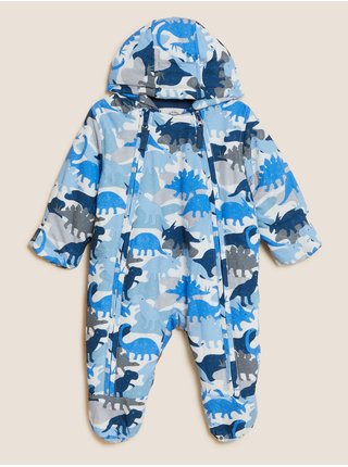Modrá dětská zimní kombinéza s motivem dinosaura Marks & Spencer  