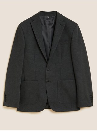 Tmavě šedé pánské žerzejové sako s texturou Marks & Spencer 