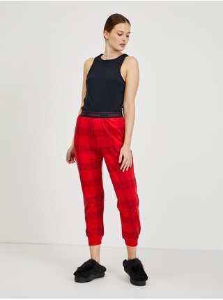 Červené dámské kostkované tepláky Calvin Klein Jeans