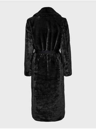 Černý dámský kabát z umělého kožíšku ONLY Bene