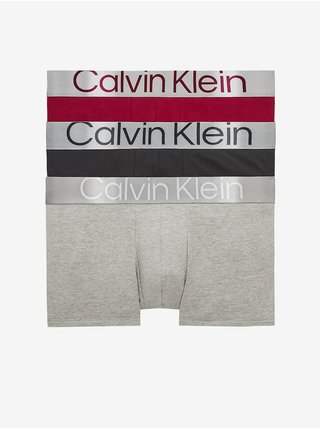 Sada tří pánských boxerek v červené, černé a šedé barvě Calvin Klein Underwear