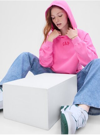 Růžová dámská mikina vintage soft s kapucí a logem GAP