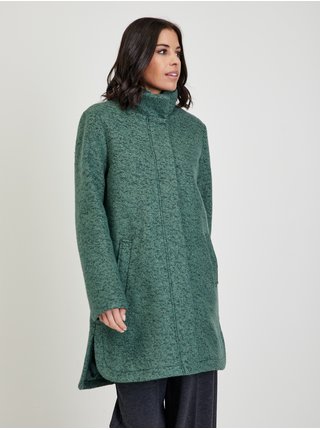 Zelený dámský žíhaný kabát s příměsí vlny Tom Tailor Denim