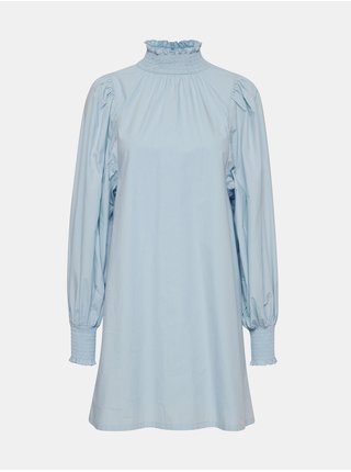 Světle modré dámské šaty se stojáčkem ICHI