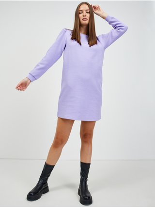 Světle fialové žebrované mikinové šaty SKFK Lexury