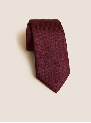 Vínová pánská kravata ze 100% hedvábí s texturou Marks & Spencer 