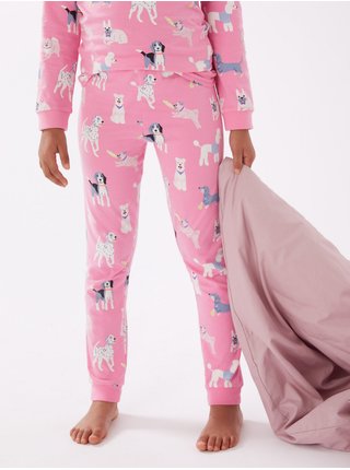 Růžové holčičí pyžamo s motivem psa Marks & Spencer 
