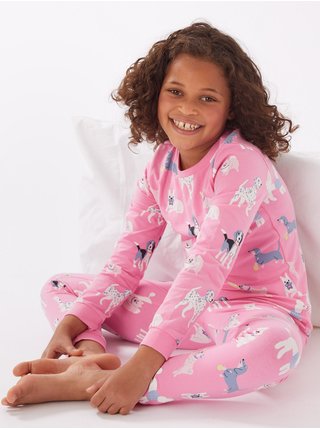 Růžové holčičí pyžamo s motivem psa Marks & Spencer 