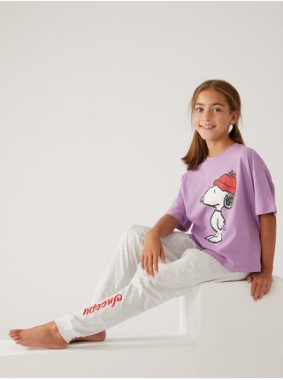 Fialovo-šedé dětské pyžamo Marks & Spencer Snoopy™ 