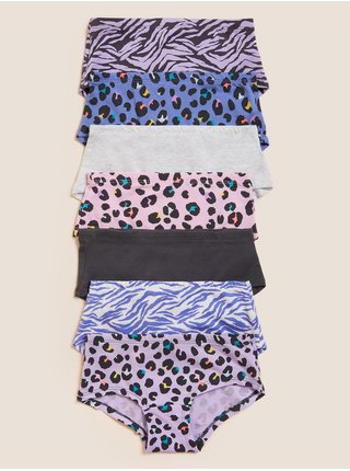 Sada sedmi holčičích kalhotek v růžové, fialové, šedé a modré barvě Marks & Spencer