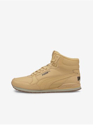 Béžové kotníkové kožené tenisky Puma ST Runner v3