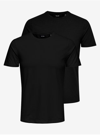 Sada dvou pánských basic triček v černé barvě ONLY & SONS